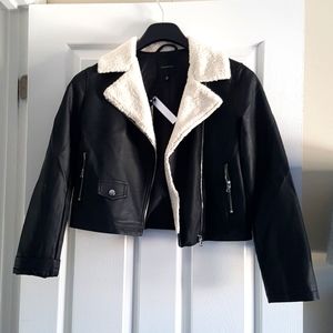 Faux leather and sherpa jacket